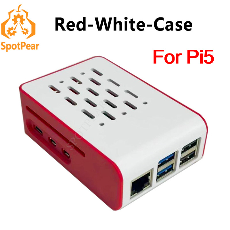 Pi 5 Case - Raspberry Pi 5 เคสระบายความร้อนสีแดง-ขาวสําหรับ Active Cooler